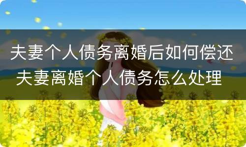 夫妻个人债务离婚后如何偿还 夫妻离婚个人债务怎么处理