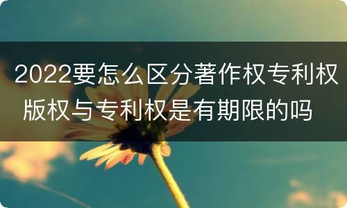 2022要怎么区分著作权专利权 版权与专利权是有期限的吗
