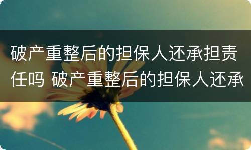破产重整后的担保人还承担责任吗 破产重整后的担保人还承担责任吗法律规定