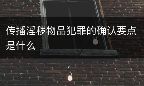 传播淫秽物品犯罪的确认要点是什么
