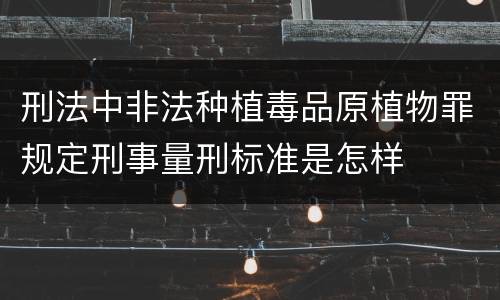 刑法中非法种植毒品原植物罪规定刑事量刑标准是怎样