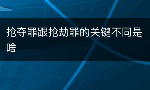 抢夺罪跟抢劫罪的关键不同是啥