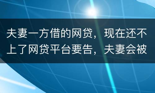 夫妻一方借的网贷，现在还不上了网贷平台要告，夫妻会被一起告吗