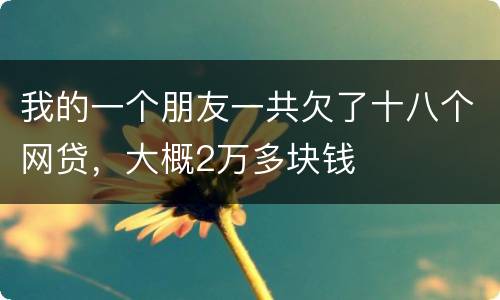 我的一个朋友一共欠了十八个网贷，大概2万多块钱