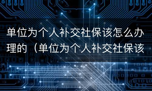 单位为个人补交社保该怎么办理的（单位为个人补交社保该怎么办理的手续）