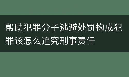 帮助犯罪分子逃避处罚构成犯罪该怎么追究刑事责任