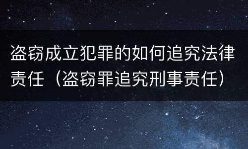 盗窃成立犯罪的如何追究法律责任（盗窃罪追究刑事责任）