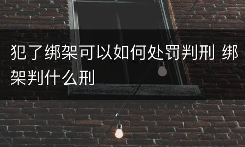犯了绑架可以如何处罚判刑 绑架判什么刑