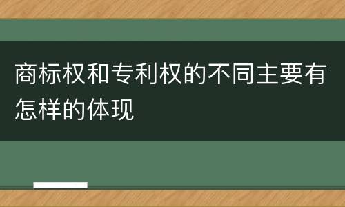 商标权和专利权的不同主要有怎样的体现