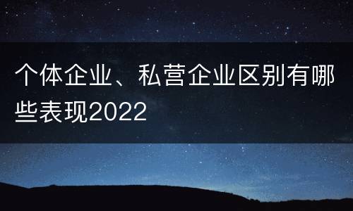 个体企业、私营企业区别有哪些表现2022