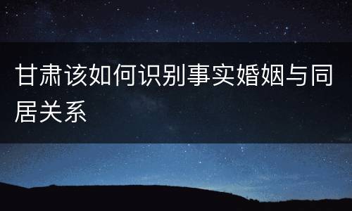 甘肃该如何识别事实婚姻与同居关系