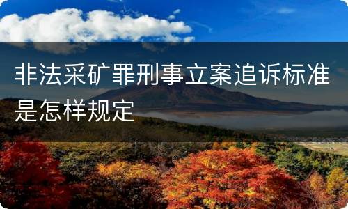 非法采矿罪刑事立案追诉标准是怎样规定