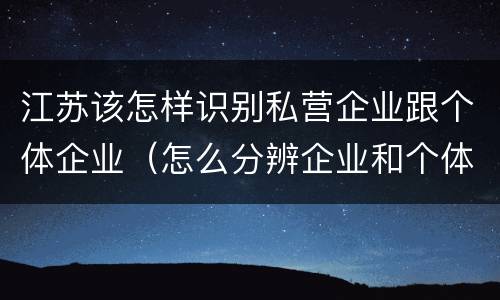 江苏该怎样识别私营企业跟个体企业（怎么分辨企业和个体工商户）