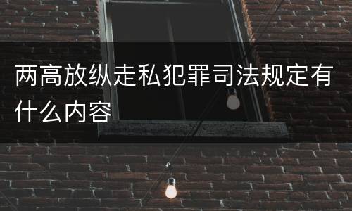 两高放纵走私犯罪司法规定有什么内容