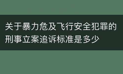 关于暴力危及飞行安全犯罪的刑事立案追诉标准是多少
