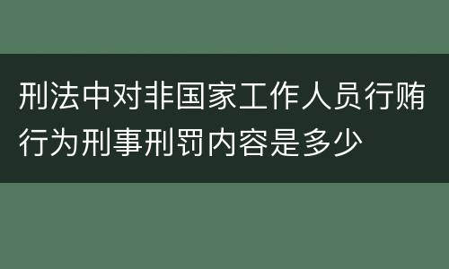 刑法中对非国家工作人员行贿行为刑事刑罚内容是多少