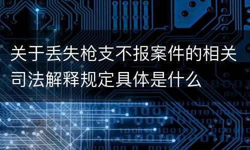 关于丢失枪支不报案件的相关司法解释规定具体是什么