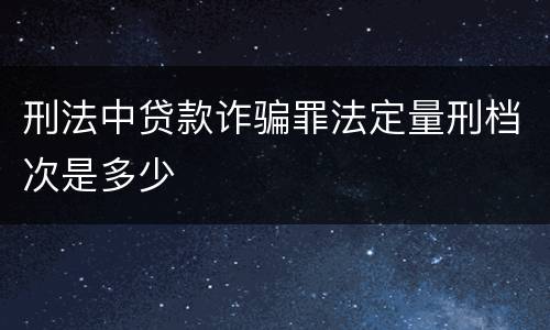 刑法中贷款诈骗罪法定量刑档次是多少