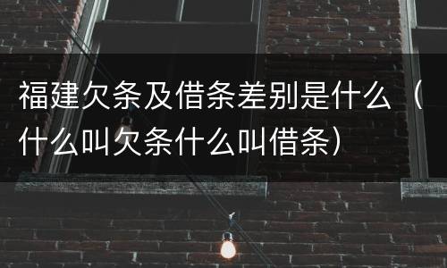 福建欠条及借条差别是什么（什么叫欠条什么叫借条）