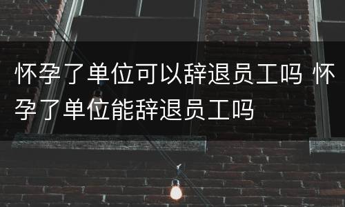 怀孕了单位可以辞退员工吗 怀孕了单位能辞退员工吗