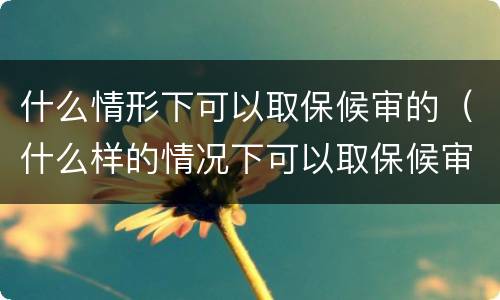 什么情形下可以取保候审的（什么样的情况下可以取保候审?）