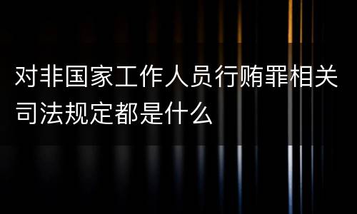 对非国家工作人员行贿罪相关司法规定都是什么