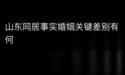 山东同居事实婚姻关键差别有何