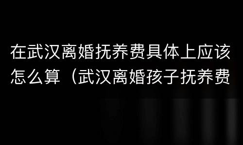 在武汉离婚抚养费具体上应该怎么算（武汉离婚孩子抚养费标准2019）