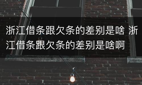 浙江借条跟欠条的差别是啥 浙江借条跟欠条的差别是啥啊
