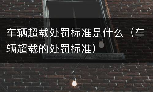 车辆超载处罚标准是什么（车辆超载的处罚标准）