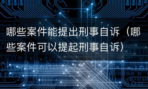哪些案件能提出刑事自诉（哪些案件可以提起刑事自诉）