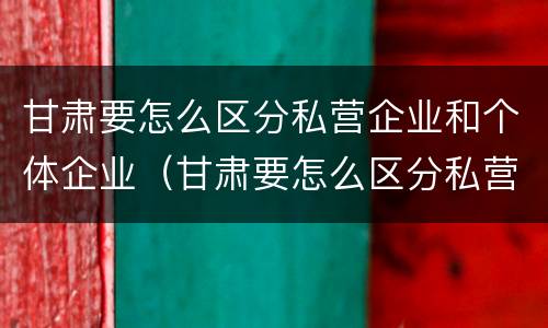 甘肃要怎么区分私营企业和个体企业（甘肃要怎么区分私营企业和个体企业呢）