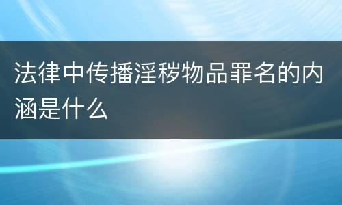 法律中传播淫秽物品罪名的内涵是什么