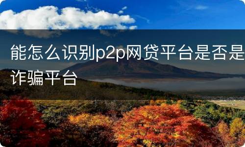 能怎么识别p2p网贷平台是否是诈骗平台
