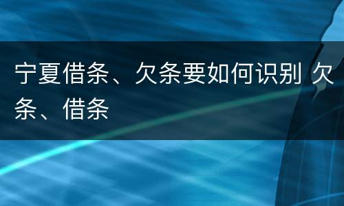 宁夏借条、欠条要如何识别 欠条、借条