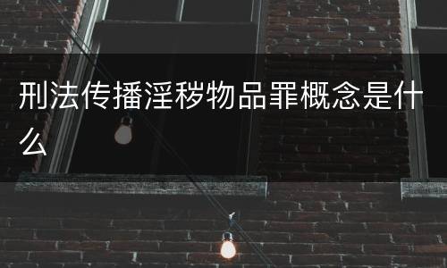 刑法传播淫秽物品罪概念是什么