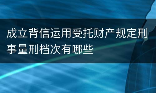 成立背信运用受托财产规定刑事量刑档次有哪些