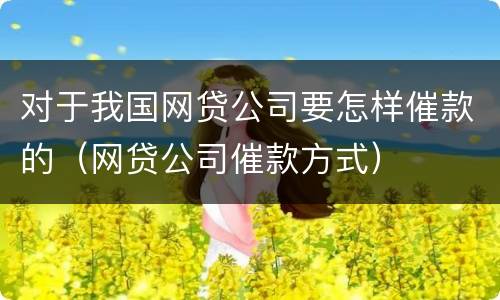 对于我国网贷公司要怎样催款的（网贷公司催款方式）