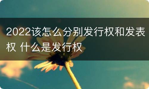 2022该怎么分别发行权和发表权 什么是发行权