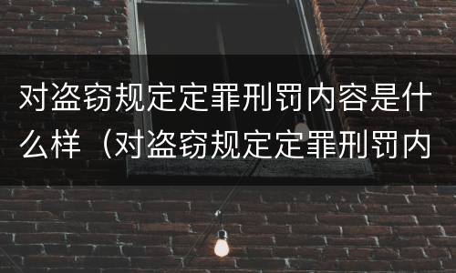 对盗窃规定定罪刑罚内容是什么样（对盗窃规定定罪刑罚内容是什么样子的）