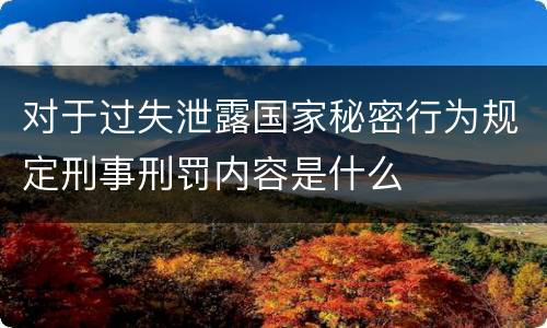 对于过失泄露国家秘密行为规定刑事刑罚内容是什么