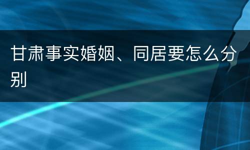 甘肃事实婚姻、同居要怎么分别