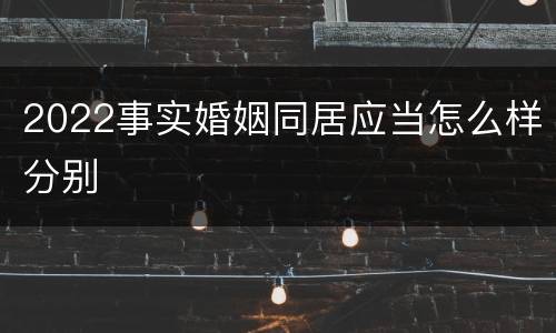 2022事实婚姻同居应当怎么样分别