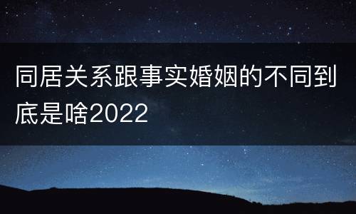 同居关系跟事实婚姻的不同到底是啥2022