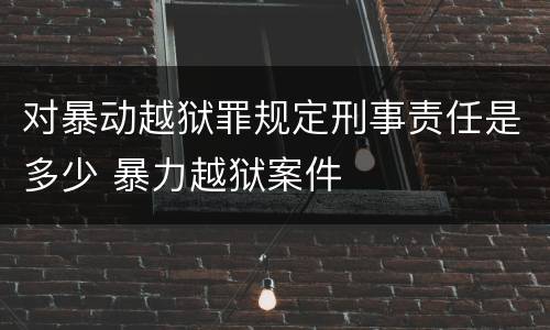 对暴动越狱罪规定刑事责任是多少 暴力越狱案件