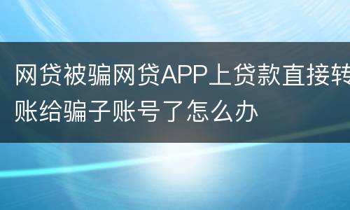 网贷被骗网贷APP上贷款直接转账给骗子账号了怎么办