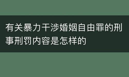 有关暴力干涉婚姻自由罪的刑事刑罚内容是怎样的