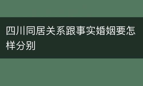四川同居关系跟事实婚姻要怎样分别