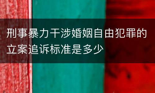 刑事暴力干涉婚姻自由犯罪的立案追诉标准是多少
