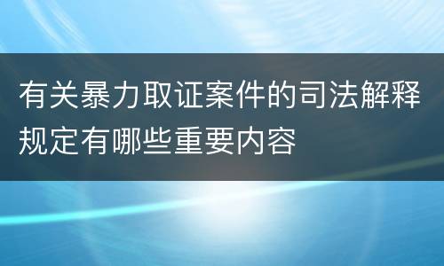 有关暴力取证案件的司法解释规定有哪些重要内容